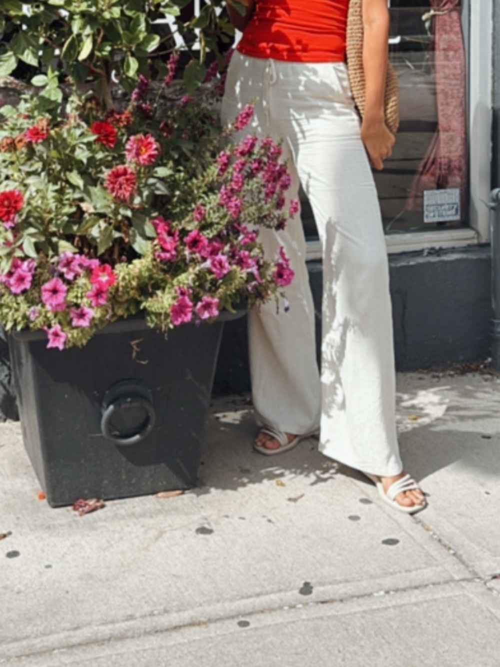 stradivarius Cream Wide-Leg High-Rise Pants